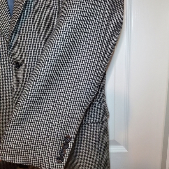 Vintage Hickey Freeman 40R Men's Camel Hair Gingham Check Suit Jacket Blazer - Picture 2 of 12